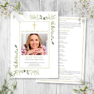 Kristet begravningsprogram med blomsterarrangemang inbjudningar