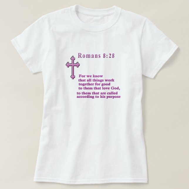 Kristet bekläda för Romans8:28 Tee (Design framsida)