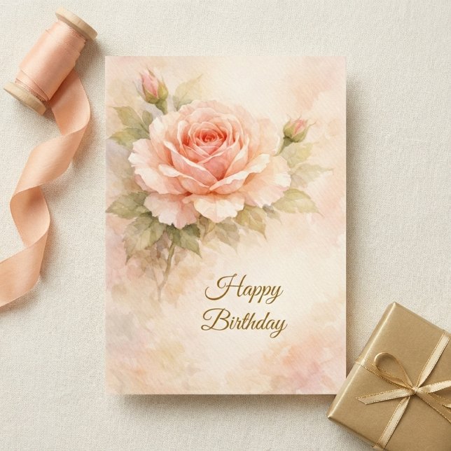 Kristet blomfödelsedags kort Blush Rose (Skapare uppladdad)