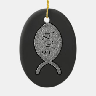 Kristet fisksymbol för IXOYE - stenen verkställer Julgransprydnad Keramik