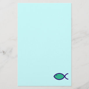 Kristet fisksymbol - HÖGT! - Aqua och blått Brevpapper