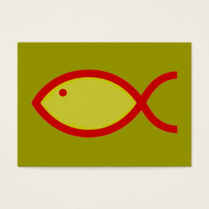 Kristet fisksymbol - HÖGT! Guld- och rött Visitkort