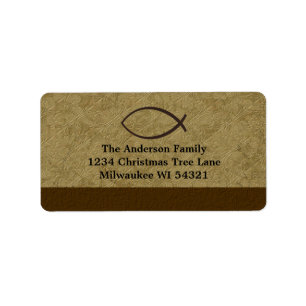 Kristet Ichthys fisksymbol Adressetikett
