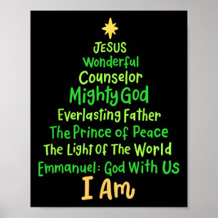 Kristet jul Jesus Bibeln Namn Xmas Träd Sh Poster