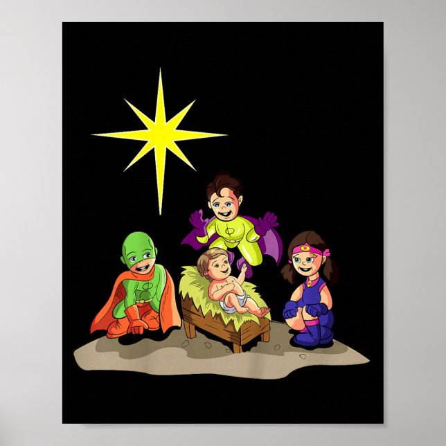 Kristet jul Nativity Baby Jesus krubba Sup Poster (Framsidan)