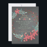 Kristet julkort från Rustiska kritan<br><div class="desc">Rustisk rosa och tealblått rustiskt krökningsskydd - kristen julkort. Det här platta julklappskortet i land är enkelt att anpassa med dina detaljer.</div>