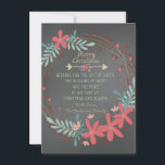 Kristet julkort från Rustiska kritan<br><div class="desc">Rustisk rosa och tealblått rustiskt krökningsskydd - kristen julkort. Det här platta julklappskortet i land är enkelt att anpassa med dina detaljer.</div>