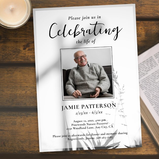 Kristet kors Firande av liv Foto Begravning Inbjudningar (Skapare uppladdad)