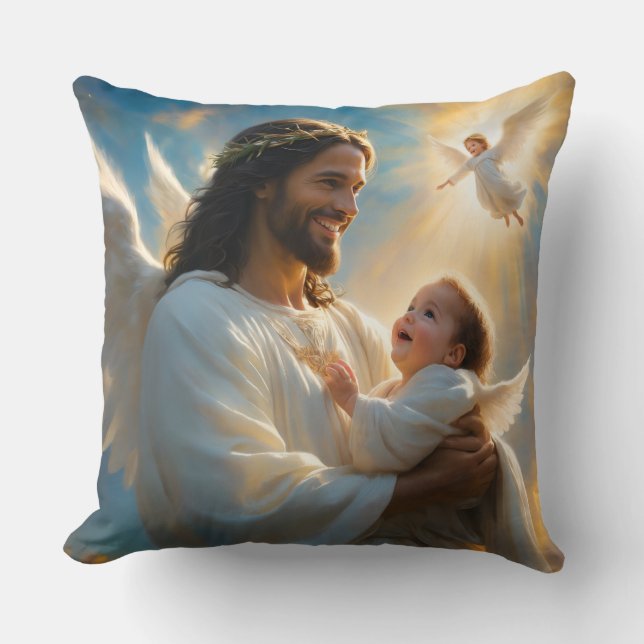 Kristet kuddfot Jesus och barn Kudde (Framsida)