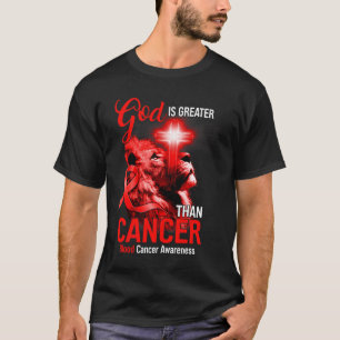 Kristet Lejonkors Gud är större än cancer Re T Shirt