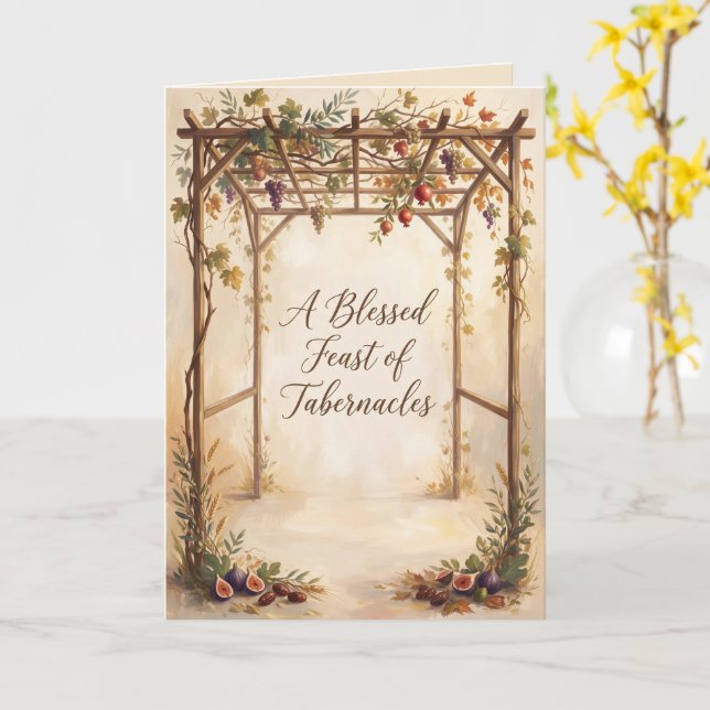 Kristet lövhyddofestkort kort (Gul blomma)