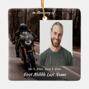Kristet minnes Anpassad Foto Motorcykel Biker Julgransprydnad Keramik