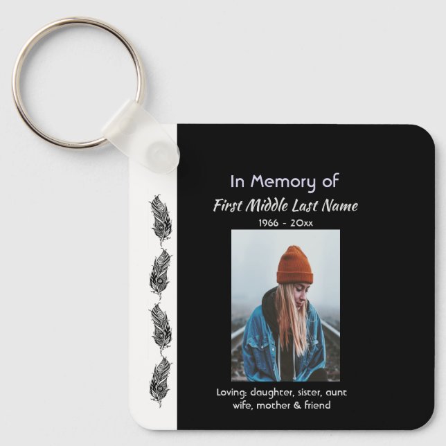 Kristet minnessaker Feather Tribal Boho  Nyckelring (Framsida)