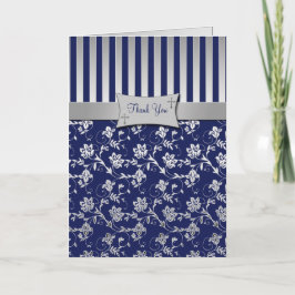 Kristet Navy och Silver Blommig Tacksamhetskort Tack Kort