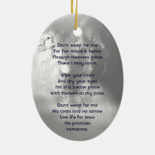 Kristet poem minnessak ängel himmel moln julgransprydnad keramik