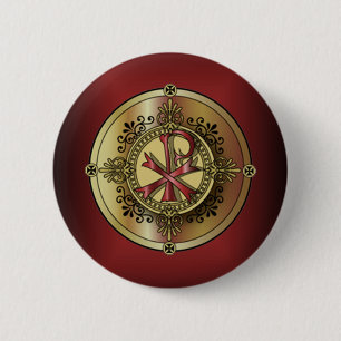 Kristet symbol P & X för Chi-Rho Monogram~ Knapp