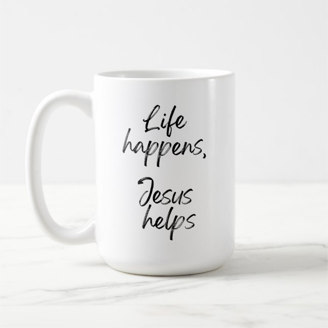 Kristet Tro Citat Handskrivet Minimalistiskt Kaffemugg (Vänster)