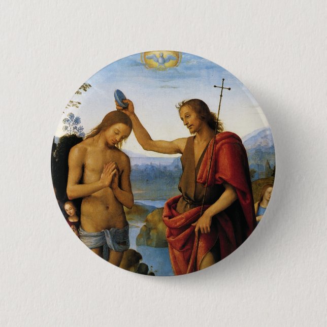 Kristi baptism av Pietro Perugino Knapp (Framsida)