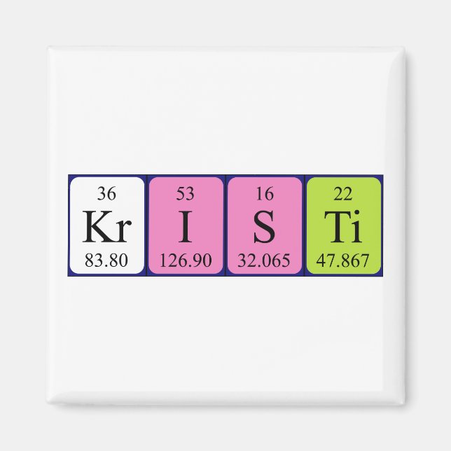 Kristi periodiskt återkommande bord namn magnet (Framsidan)