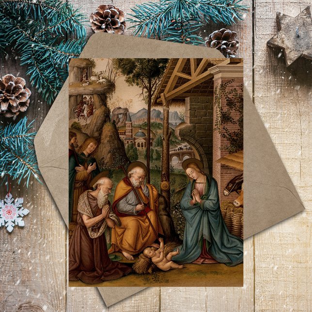 Kristi Religiösa Kristus Kristus jul Helg Vykort (Nativity Scene of Jesus Christ Religious Traditional Christian Catholic Christmas Holiday Postcard)