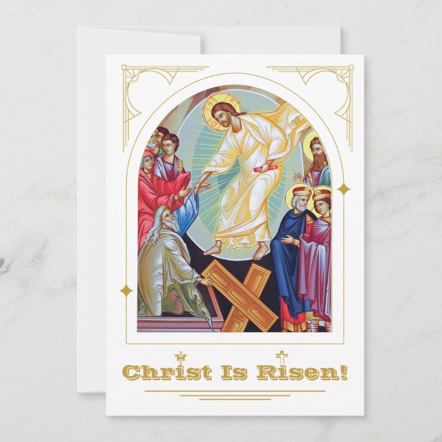 Kristi uppståndelse "Anastasis" Ortodonsk påsk Inbjudningar (Framsida)