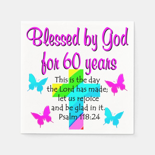 KRISTIAN 60 ÅRS GAMLA PRAYER PAPPERSSERVETT (Framsidan)