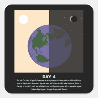 Kristian abstrakt minimum art-genesis dag4 s1 fyrkantigt klistermärke