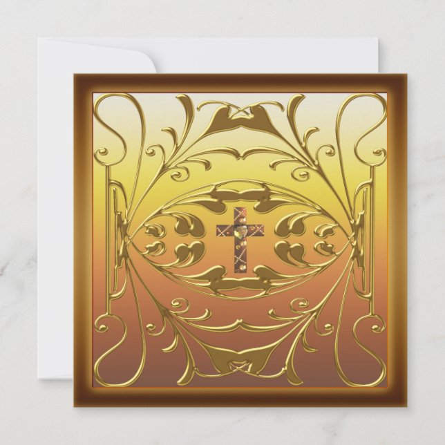 Kristian Kors 50-års Bröllopsjubileum Fest Inbjuda Inbjudningar (Framsida)