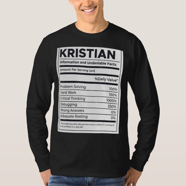 Kristian Nutrition Information Problem med att lös T Shirt (Framsida)