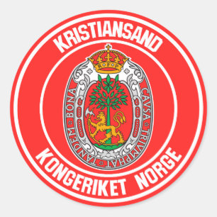 Kristiansand Round Emblem Runt Klistermärke
