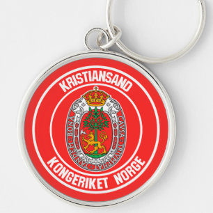 Kristiansand rundaEmblem Rund Silverfärgad Nyckelring