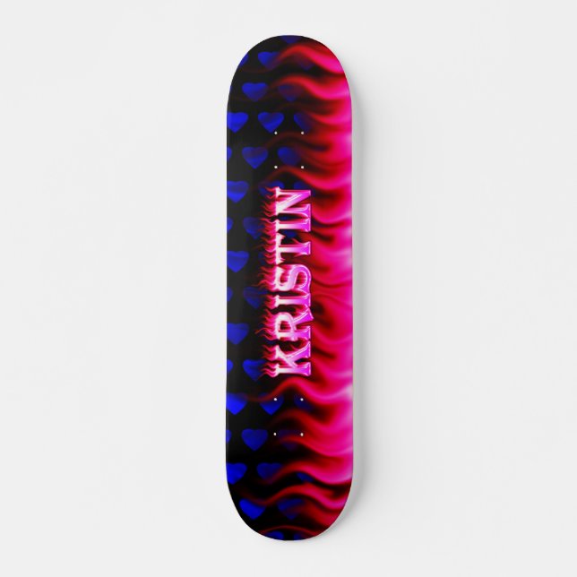 Kristin skateboardrosor avfyrar och flammar design old school skateboard bräda 21,6 cm (Framsida)