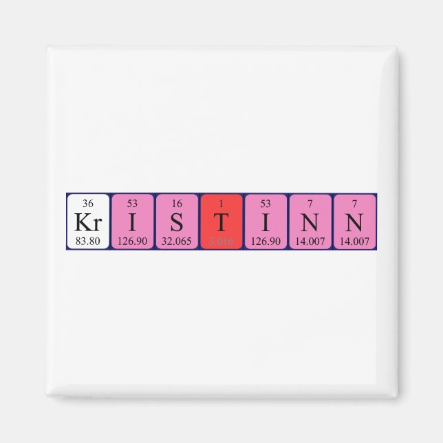 Kristinn periodisk bord namn magnet (Framsidan)