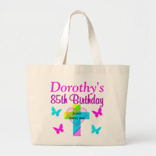 KRISTISK 85:E BIRTHDAY PERSONLIG TOTE BAG JUMBO TYGKASSE