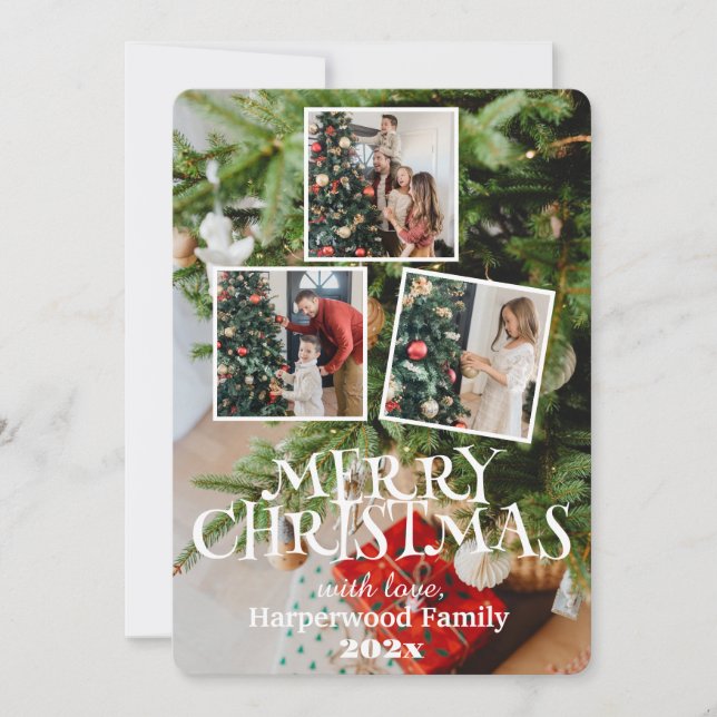 Kristmas-fotokollage av enkel elegant julkort (Framsida)