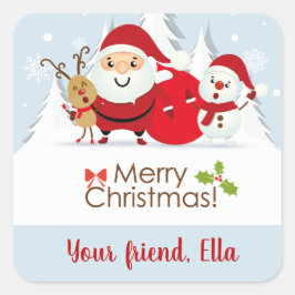 Kristmas-klistermärken i Cute Jultomten Fyrkantigt Klistermärke