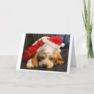 Kristmas-kort Basset-hundvalp Helgkort