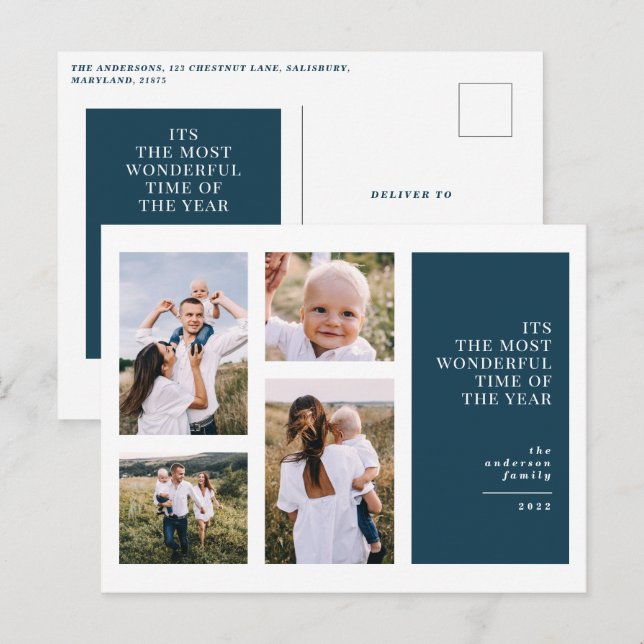 Kristmas multifoto-meddelande vid den mest underba helg vykort (Fram/baksida)
