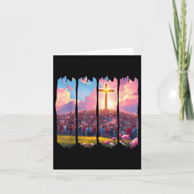 Kristna 4:e juli, patriotisk Religiösa Jesus Cr Kort (Framsida)