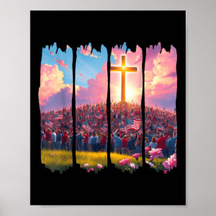 Kristna 4:e juli, patriotisk Religiösa Jesus Cr Poster
