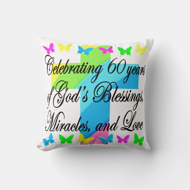 KRISTNA 60:E BIRTHDAY KOR OCH BUTTERFLY PILLOW KUDDE (Framsida)