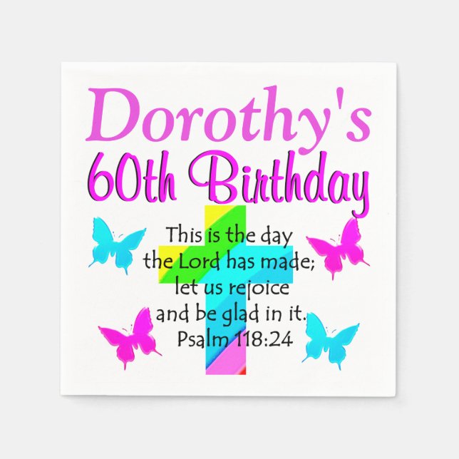 KRISTNA 60:E BIRTHDAY PERSONLIG NAPKINS PAPPERSSERVETT (Framsidan)