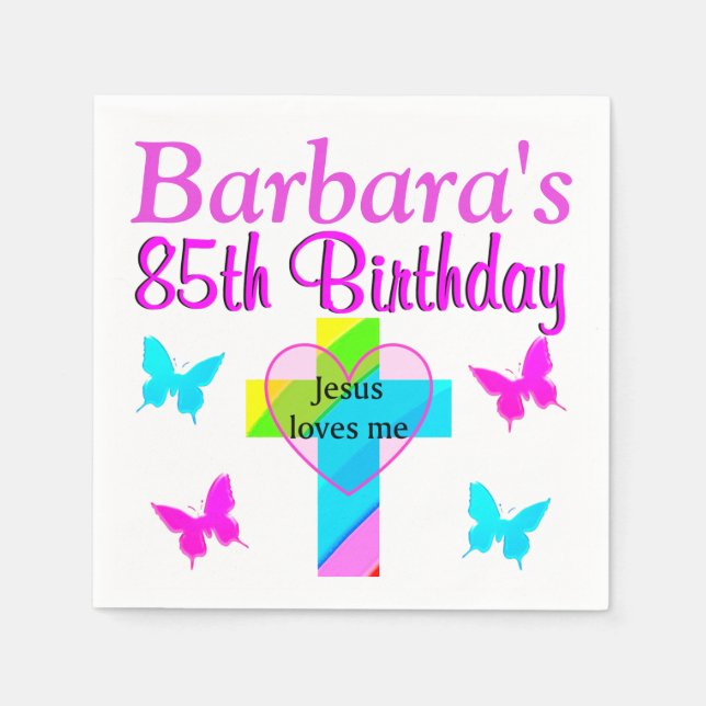 KRISTNA 85:E BIRTHDAY PERSONLIG NAPKINS PAPPERSSERVETT (Framsidan)