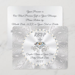 Kristna årsdag eller bröllopssvarskort inbjudningar