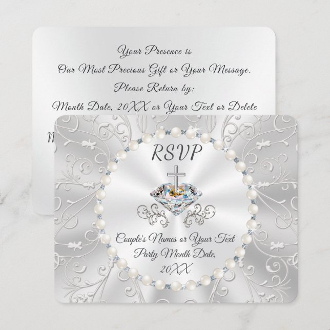 Kristna årsdagskort eller bröllopssvarskort inbjudningar (Fram/baksida)