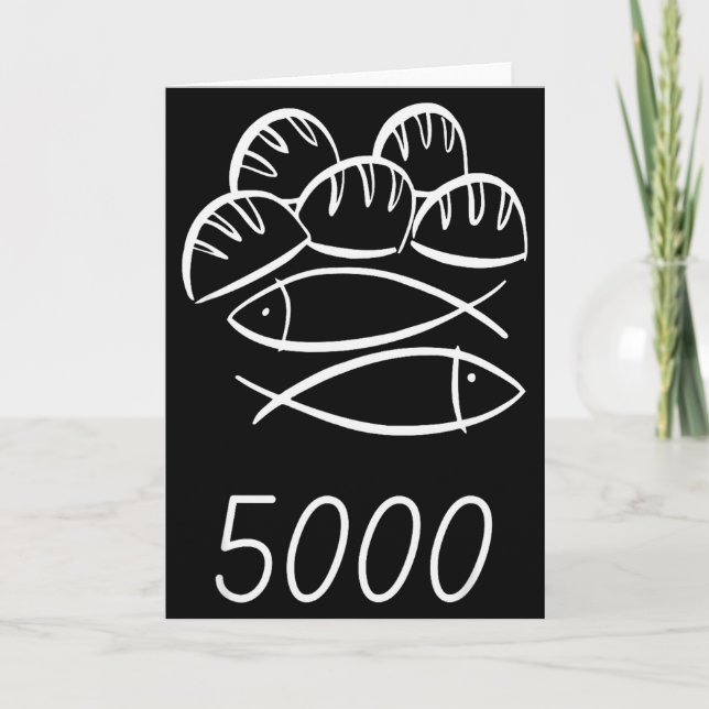 Kristna Bibeln Jesus 2 Fiskar 5 Bröd Mättar 5000  Kort (Framsida)