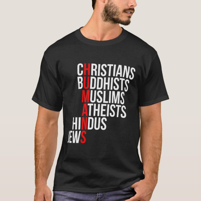 Kristna buddister Muslimer Atheists Hindus Judar T Shirt (Framsida)