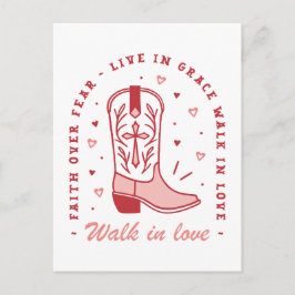 Kristna citattecken går i kärlek rosa estetiskt vykort