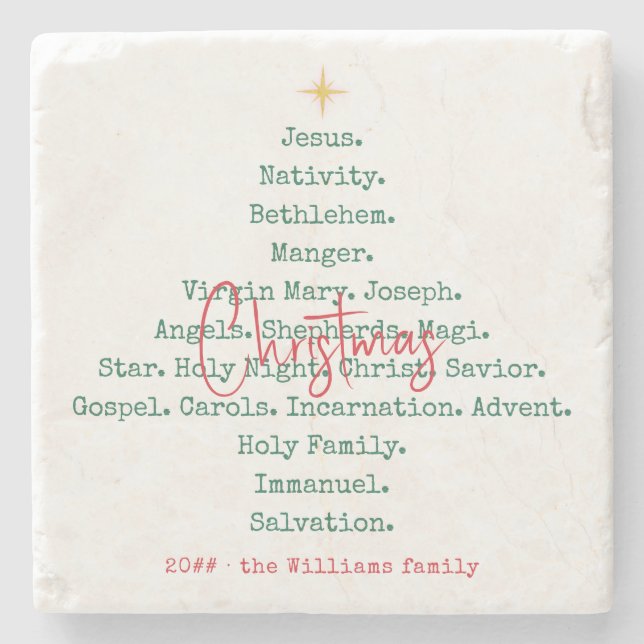 Kristna Faith Jesus-Religiösan Nativitet Jul Stenunderlägg (Framsidan)