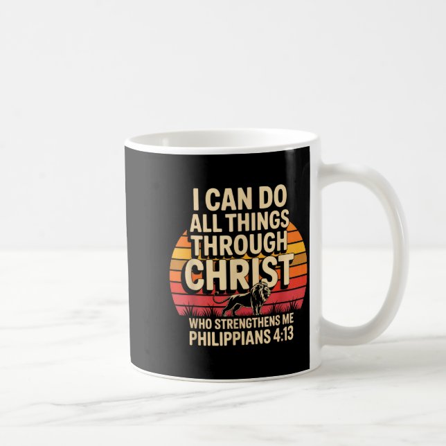 Kristna filipperbrevet 4_13 Religiös Lejon Styrka Kaffemugg (Höger)